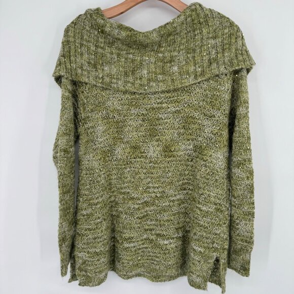 Chicos 2 womens  Sequin Shine dorothy Pullover Sweater green Size large mohair n - Picture 13 of 15